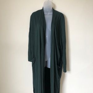 Lunya pima long cardigan in emerald
